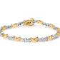 10K Two-Tone Gold 1/2 Cttw Diamond Alternating 3 Stone and X-Link 7" Bracelet (I-J Color, I2-I3 Clarity)