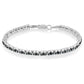 Black Rhodium over .925 Sterling Silver 1.0 Cttw Rose Cut Diamond Double-Link 7" Tennis Bracelet (Blue Color, I1-I2 Clarity)