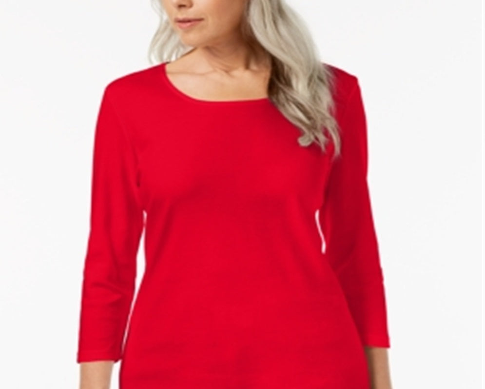 Karen Scott Women's Scoop Neck Top Red Size X-Large