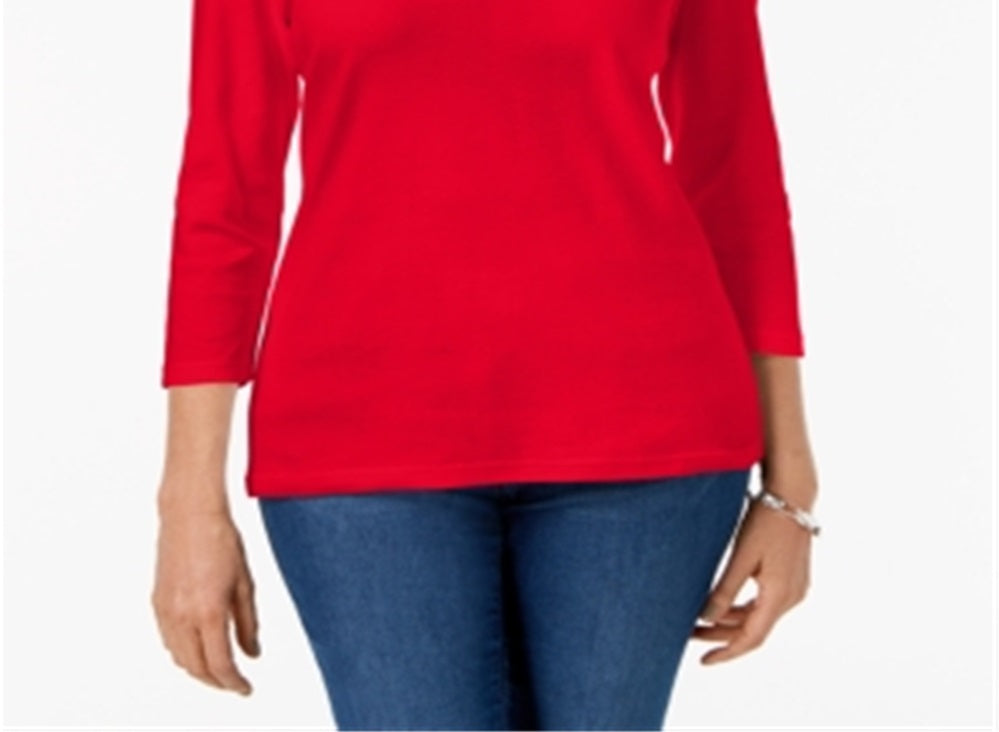 Karen Scott Women's Scoop Neck Top Red Size X-Large