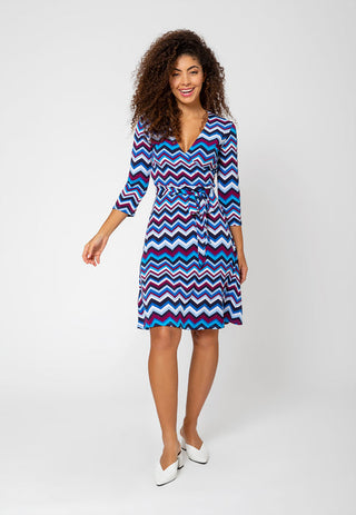 Leota Women's Perfect Wrap In Chevron Purple Potion Dress Blue