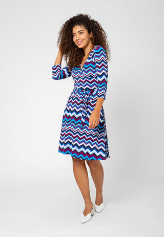 Leota Women's Perfect Wrap In Chevron Purple Potion Dress Blue