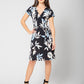 Leota Women's Perfect Wrap Cap Sleeve Dress In Pastel Leaves Blue Size Petie XX-Large