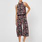 Leota Women's Skyler Cropped In Confetti Floral Jumpsuit Brown Size Petite X-Large