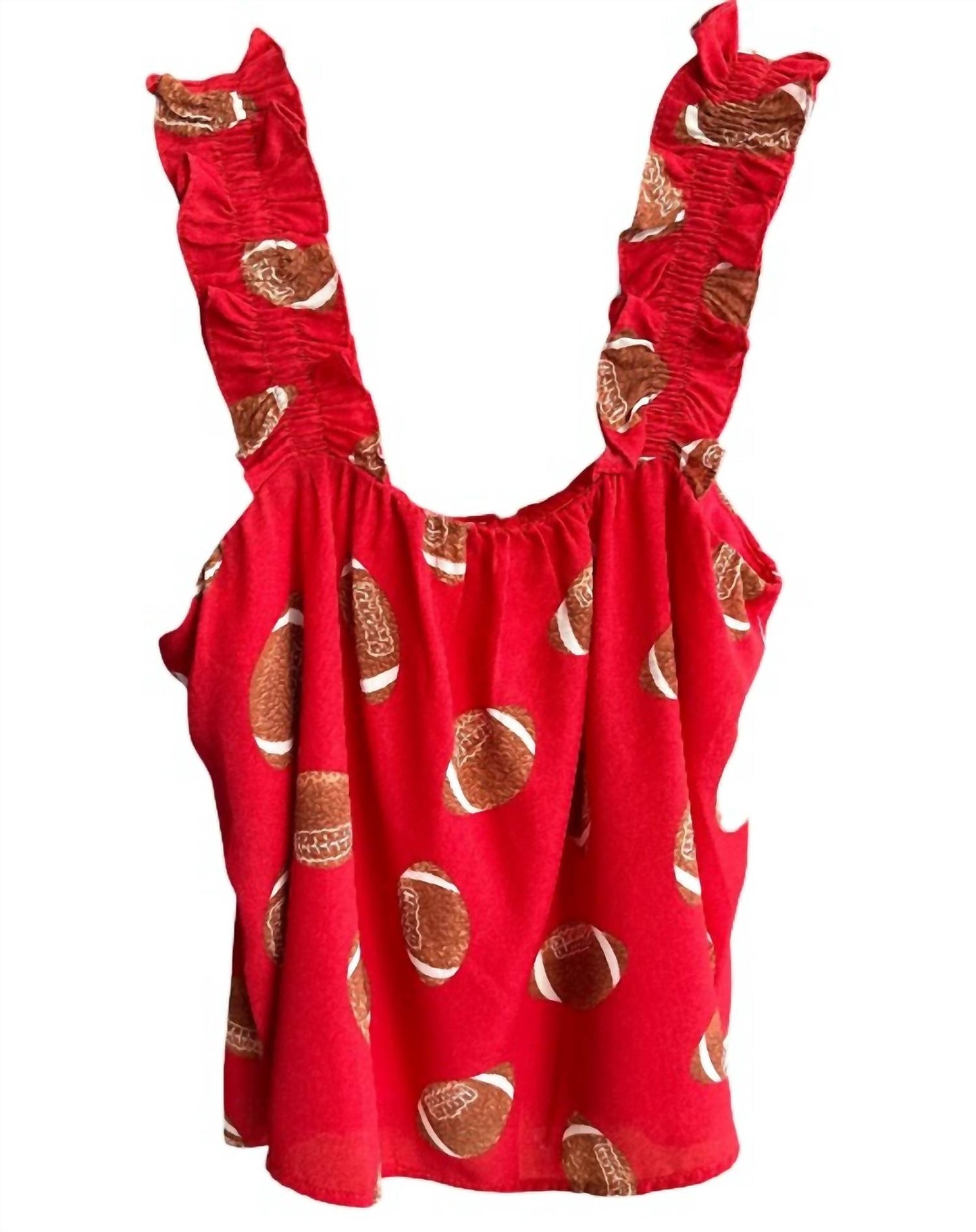 Adrienne - Women's Football Ruffle Tank Top