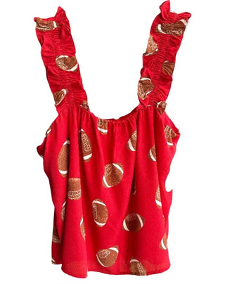 Adrienne - Women's Football Ruffle Tank Top