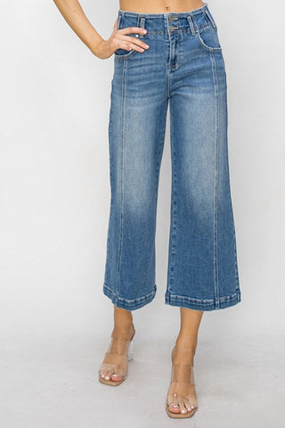 Risen - High Rise Front Seam Wide Jeans