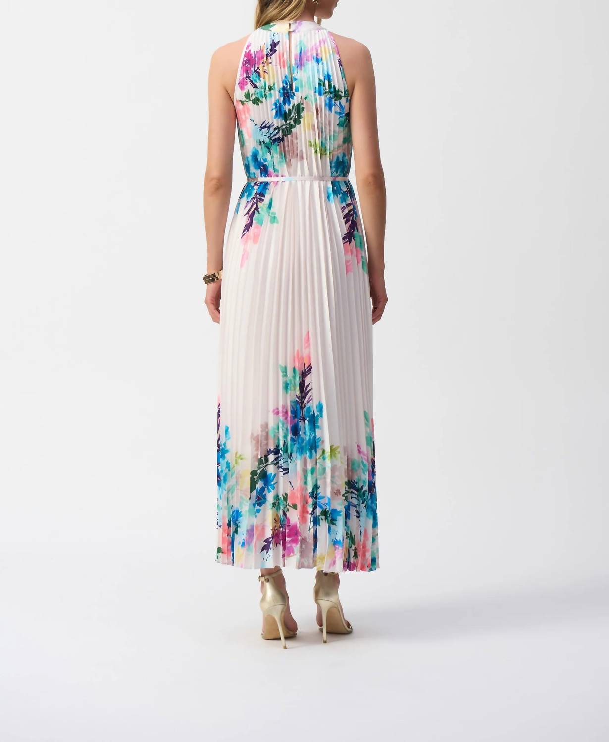 Joseph Ribkoff - Floral Pleated Satin Maxi Dress