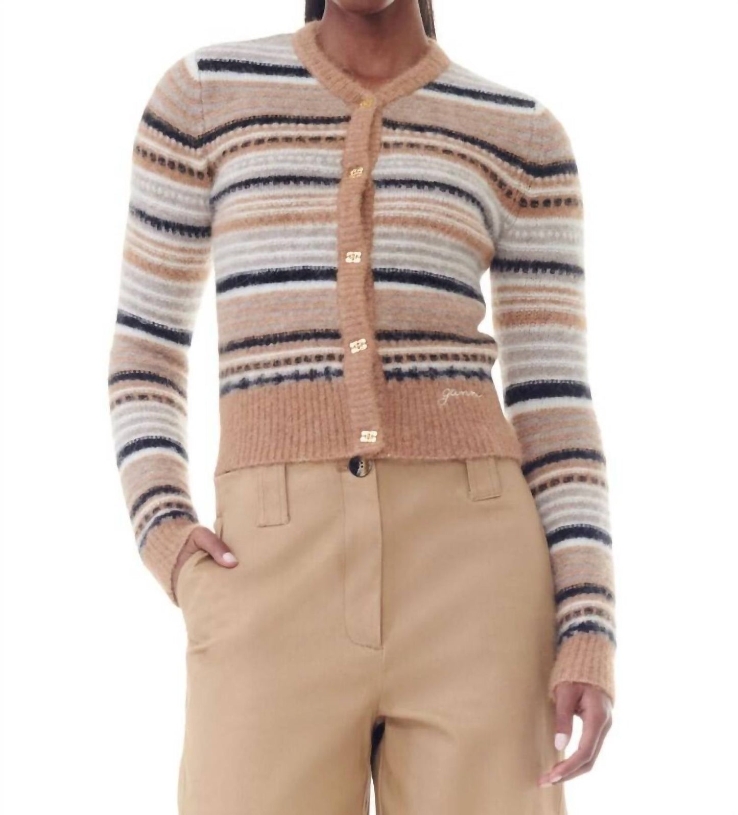 Ganni - Soft Wool Stripe Cardigan