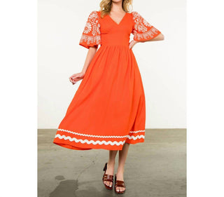 Thml - Embroidered Flutter Sleeve Dress