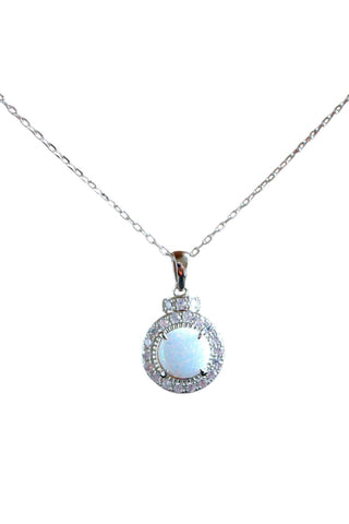 Allyanna Gifts - Women's Sterling Silver Circle Opal Necklace