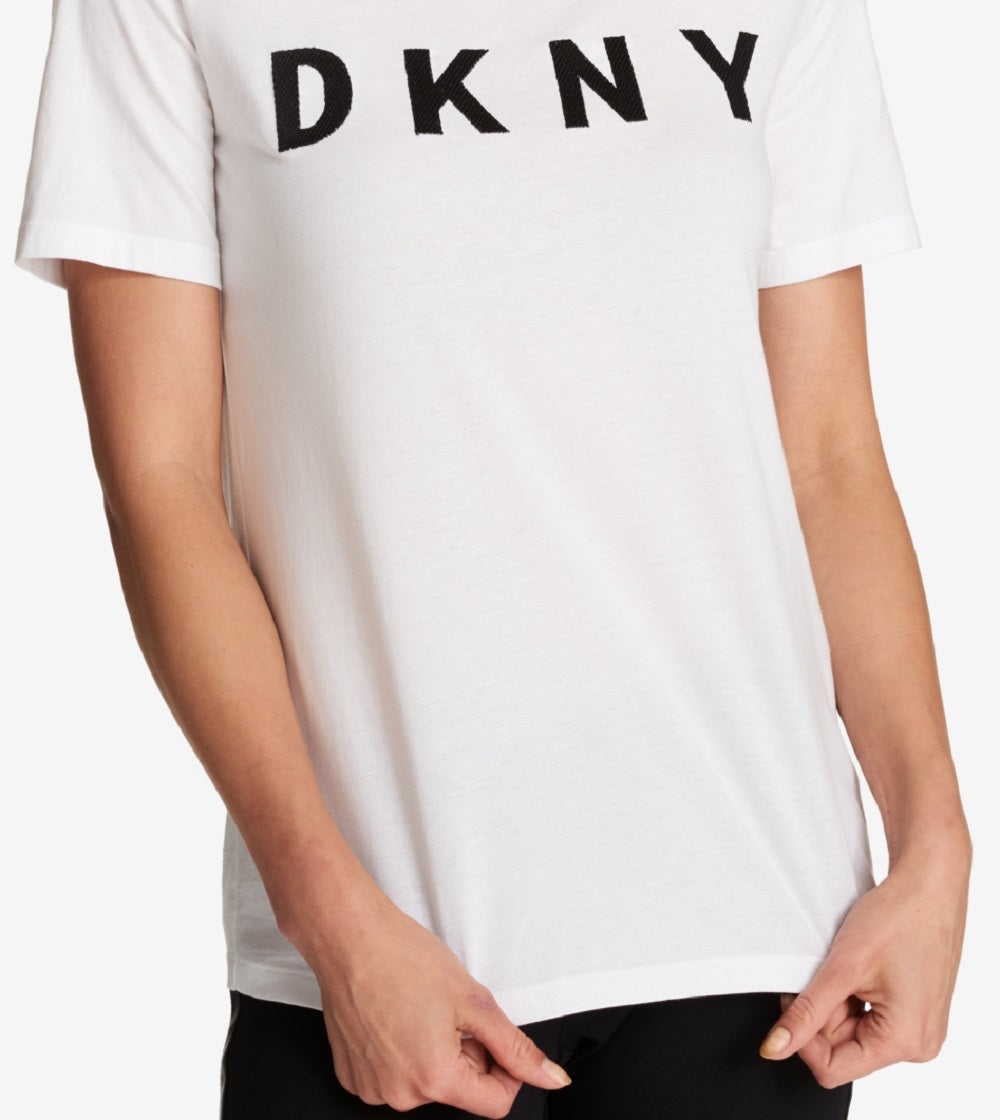 DKNY Women's Cotton Logo Print T-Shirt White Size Large