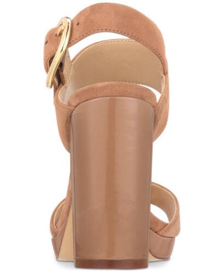 DKNY Women's Bell Leather Open Toe Casual Slingback Sandals Brown Size 9