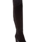 DKNY Women's Sloane Leather Almond Toe Over Knee Fashion Boots Black Size 9.5