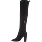 DKNY Women's Sloane Leather Almond Toe Over Knee Fashion Boots Black Size 9.5