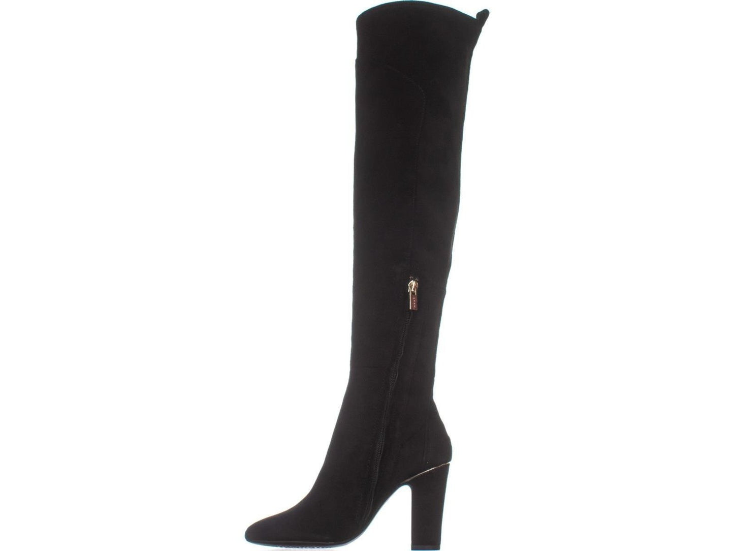 DKNY Women's Sloane Leather Almond Toe Over Knee Fashion Boots Black Size 9.5