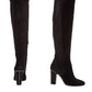 DKNY Women's Sloane Leather Almond Toe Over Knee Fashion Boots Black Size 9.5