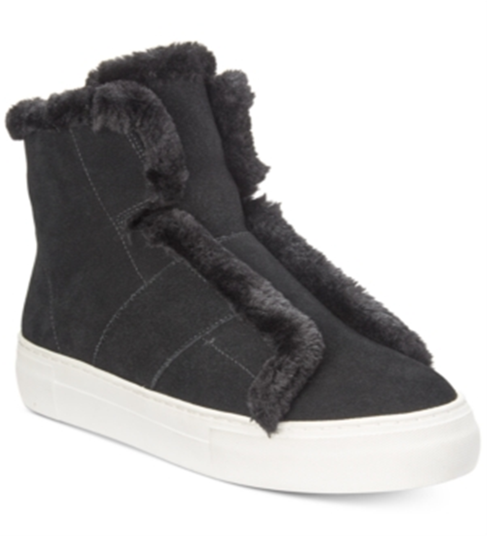 DKNY Women's Mason High Top Sne Leather Hight Top Pull On Fashion Sneakers Black Size 8.5