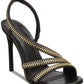 DKNY Women's Sandi Fabric Closed Toe Special Occasion Ankle Strap Sandals Black Size 10