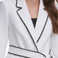 DKNY Women's Belted Contrast-Trim Blazer White Size 12