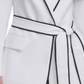 DKNY Women's Belted Contrast-Trim Blazer White Size 12