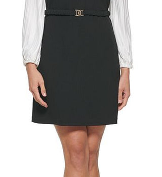 DKNY Women's Pleated Sleeve Fit & Flare Dress Black Size 6