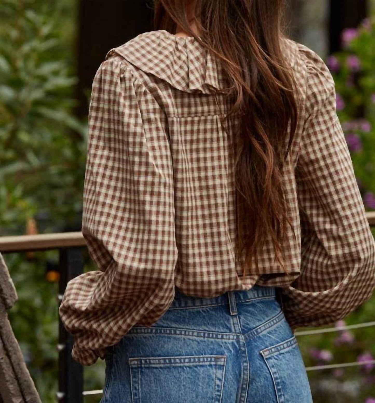 By Together - Gingham Ruffled Blouse