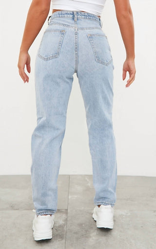 Prettylittlething - Wash Distressed Mom Jeans