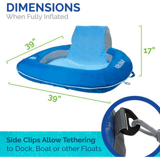 Kelsyus Floating Pool Lounger Inflatable Chair w/ Cup Holder, Blue (2 Pack)