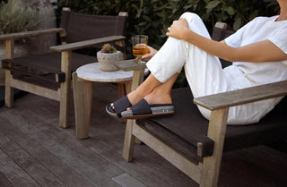 Beek - Women's Pelican Textile Leather Platform Sandal