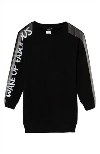 Truce Kids Black Embellished Cotton Dress Wake Up Fabulous - Available