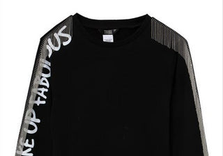 Truce Kids Black Embellished Cotton Dress Wake Up Fabulous - Available