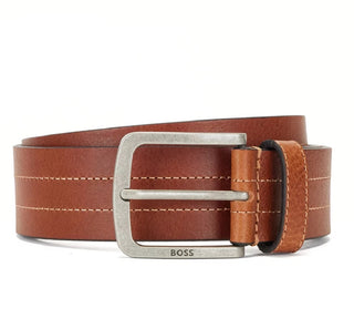 Hugo Boss Men's Stitch Leather Belt Brown Size 32