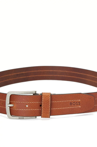 Hugo Boss Men's Stitch Leather Belt Brown Size 32