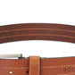 BOSS Men's Stitch Leather Belt Brown Size 34
