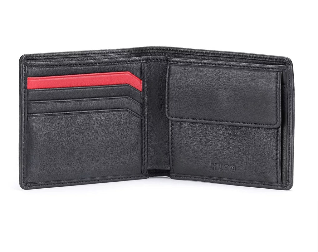 Hugo Boss Men's Subway Leather Logo Wallet Black Size Regular