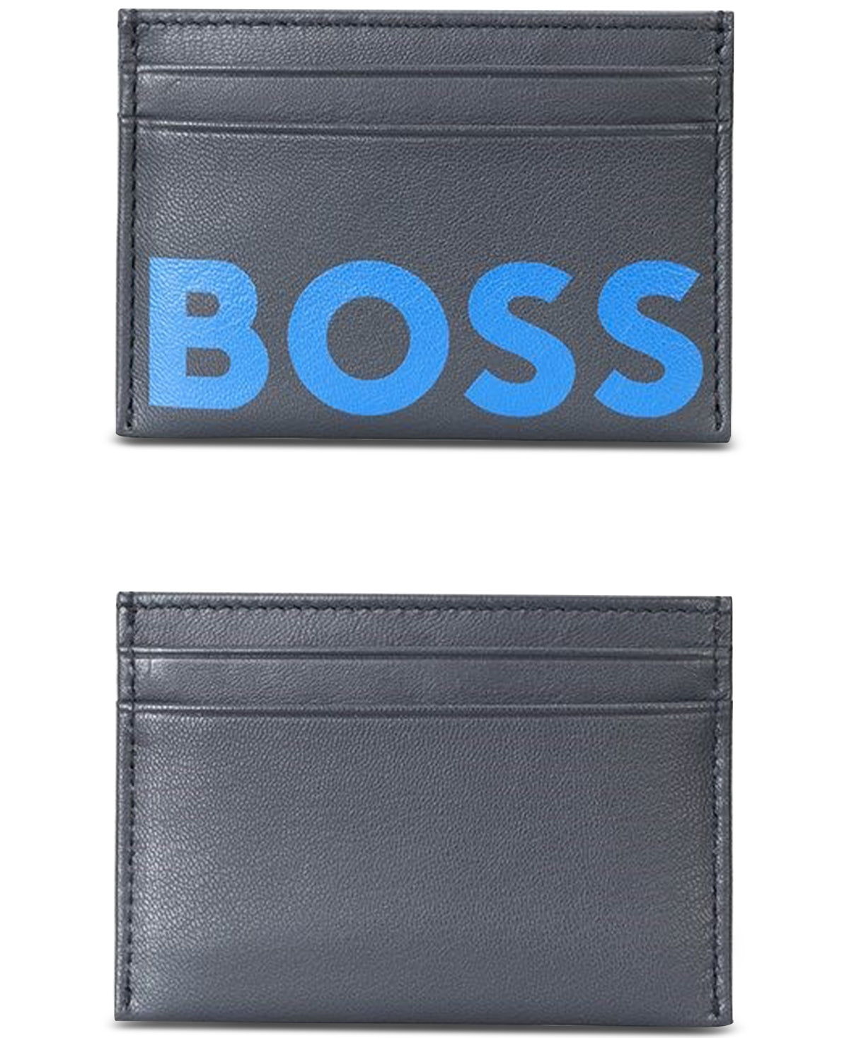 Hugo Boss Men's 4 Slot Matte Leather Card Case Blue Size Regular