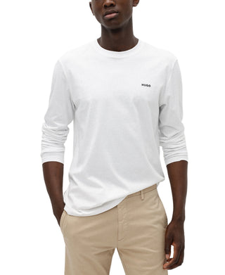 Hugo Boss Men's Derol Logo Graphic Long Sleeve T-Shirt White Size Medium