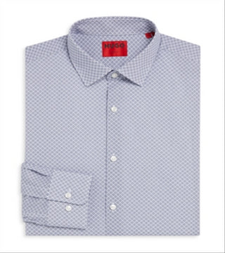 Hugo Boss Men's Mabel Micro Print Regular Fit Dress Shirt Blue Size Regular