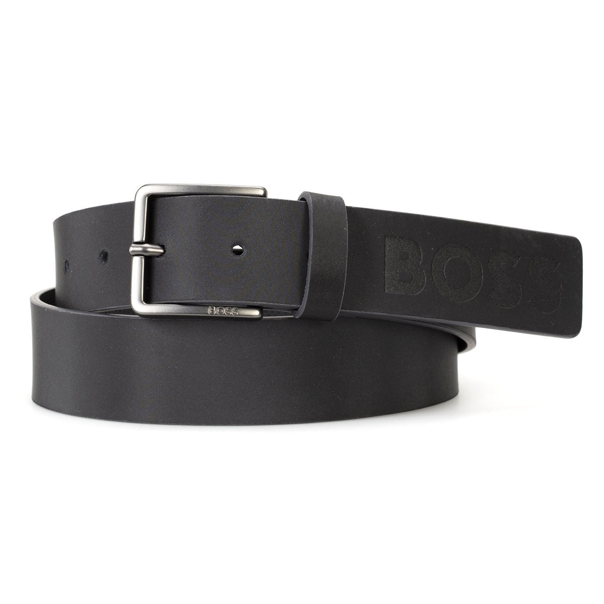 Hugo Boss Men's EmHugo Bossed Logo Leather Belt Blue Size 42
