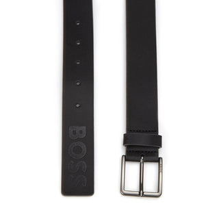 Hugo Boss Men's EmHugo Bossed Logo Leather Belt Blue Size 42