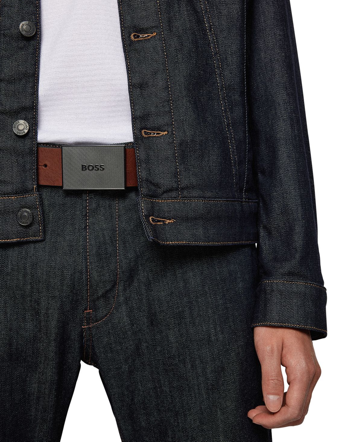 Hugo Boss Men's Icon Leather Belt Brown Size 36