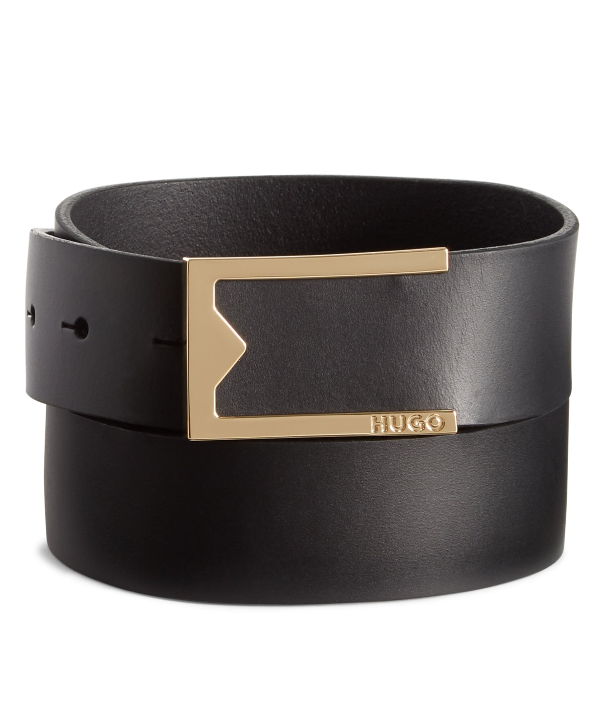 Hugo Boss Men's Designer Buckle Italian Leather Dress Belt Black Size Regular