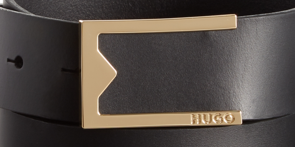 Hugo Boss Men's Designer Buckle Italian Leather Dress Belt Black Size Regular