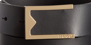 Hugo Boss Men's Designer Buckle Italian Leather Dress Belt Black Size Regular