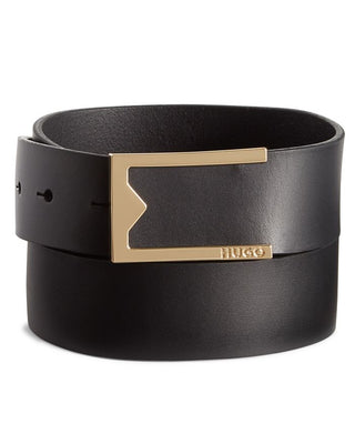 Hugo Boss Men's Designer Buckle Italian Leather Dress Belt Black Size 36