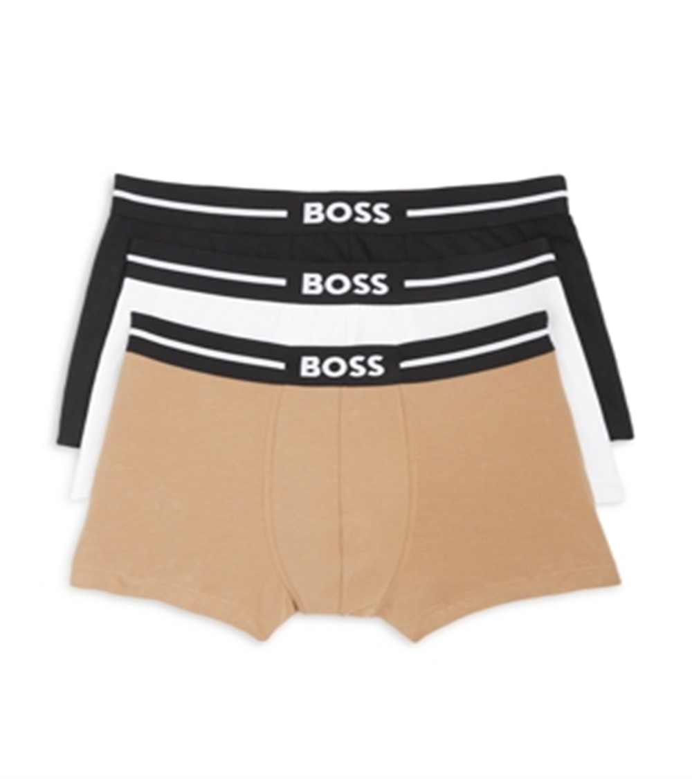 BOSS Men's Pack Of 3 Bold Stretch Cotton Boxer Trunks Assorted Size S