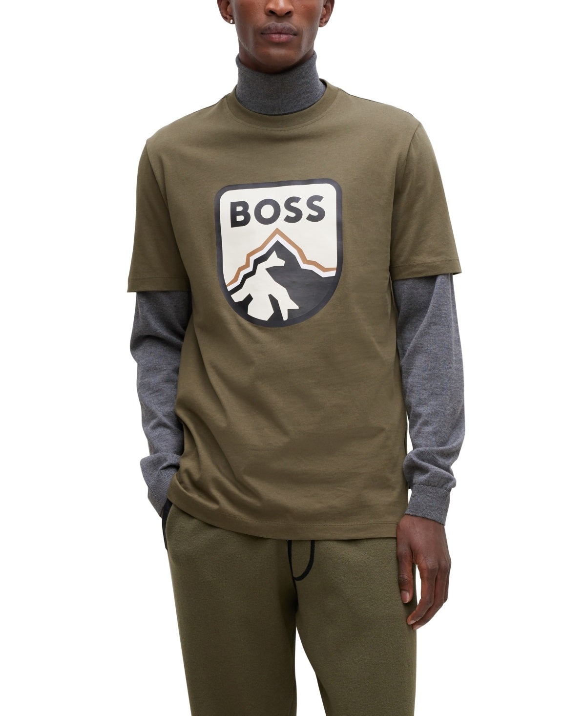 Hugo Boss Men's Logo Print Cotton Jersey T-Shirt Green Size Large