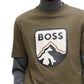 Hugo Boss Men's Logo Print Cotton Jersey T-Shirt Green Size Large
