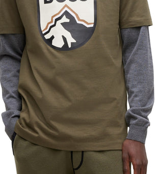 Hugo Boss Men's Logo Print Cotton Jersey T-Shirt Green Size Large